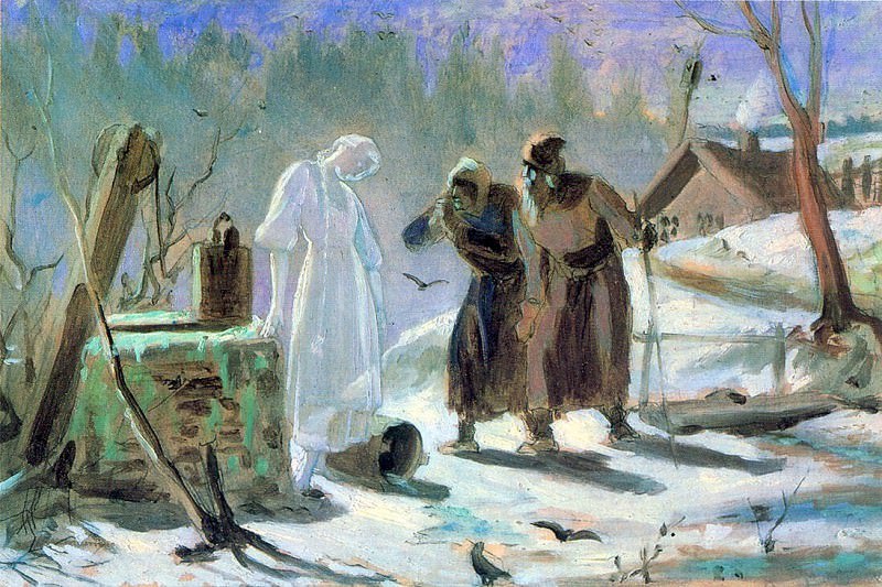 Тающая Снегурочка. Эскиз. Тушь