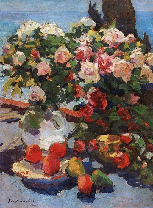 Розы и фрукты. 1917