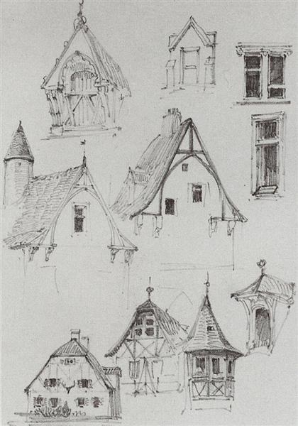 Архитектурные эскизы. Из путешествия по Германии., 1872 - Василий Поленов