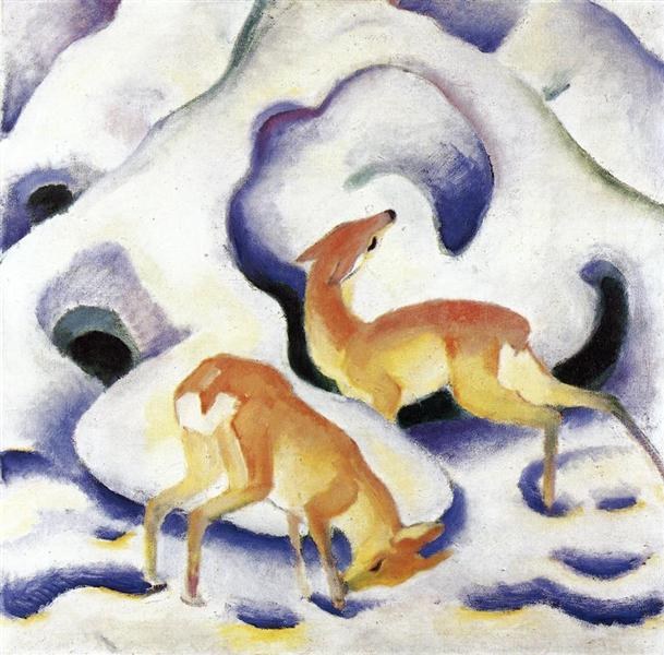 Олень в снегу, 1911