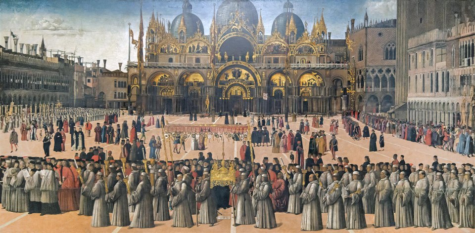 Шествие Честного Креста (Шествие на площади Сан-Марко), 1496