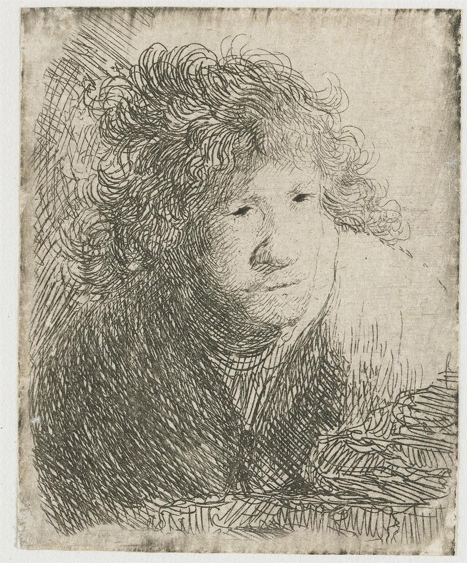 Автопортрет, наклонившись вперед (слушая), 1628