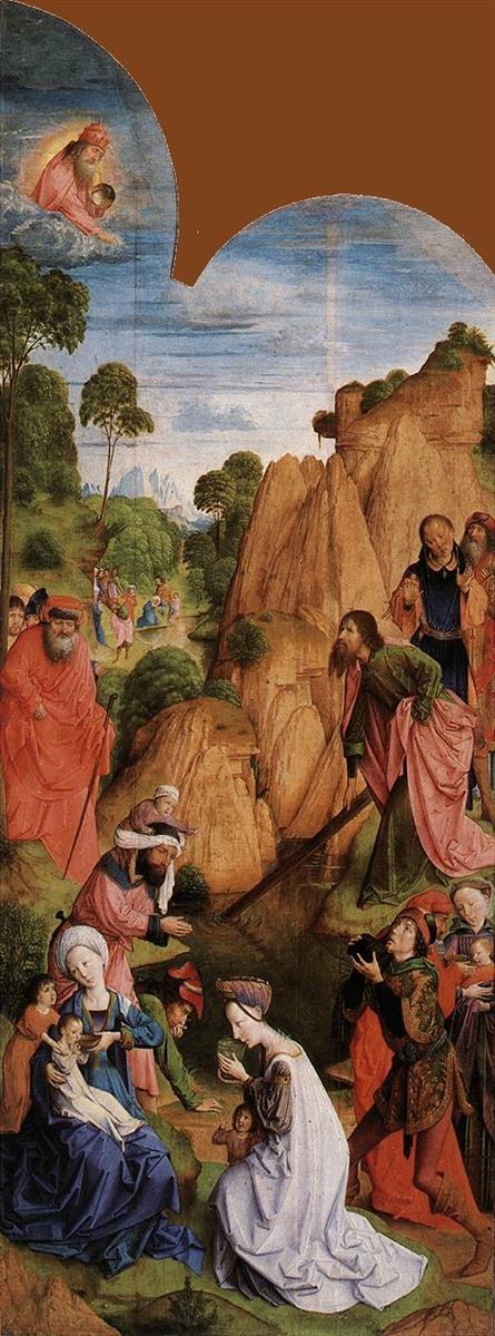 Голгофа Триптих (левая створка), 1465 - 1468 - Юстус ван Гент