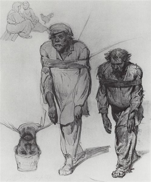 Бурлаки тянут ремень, 1870 - Илья Репин