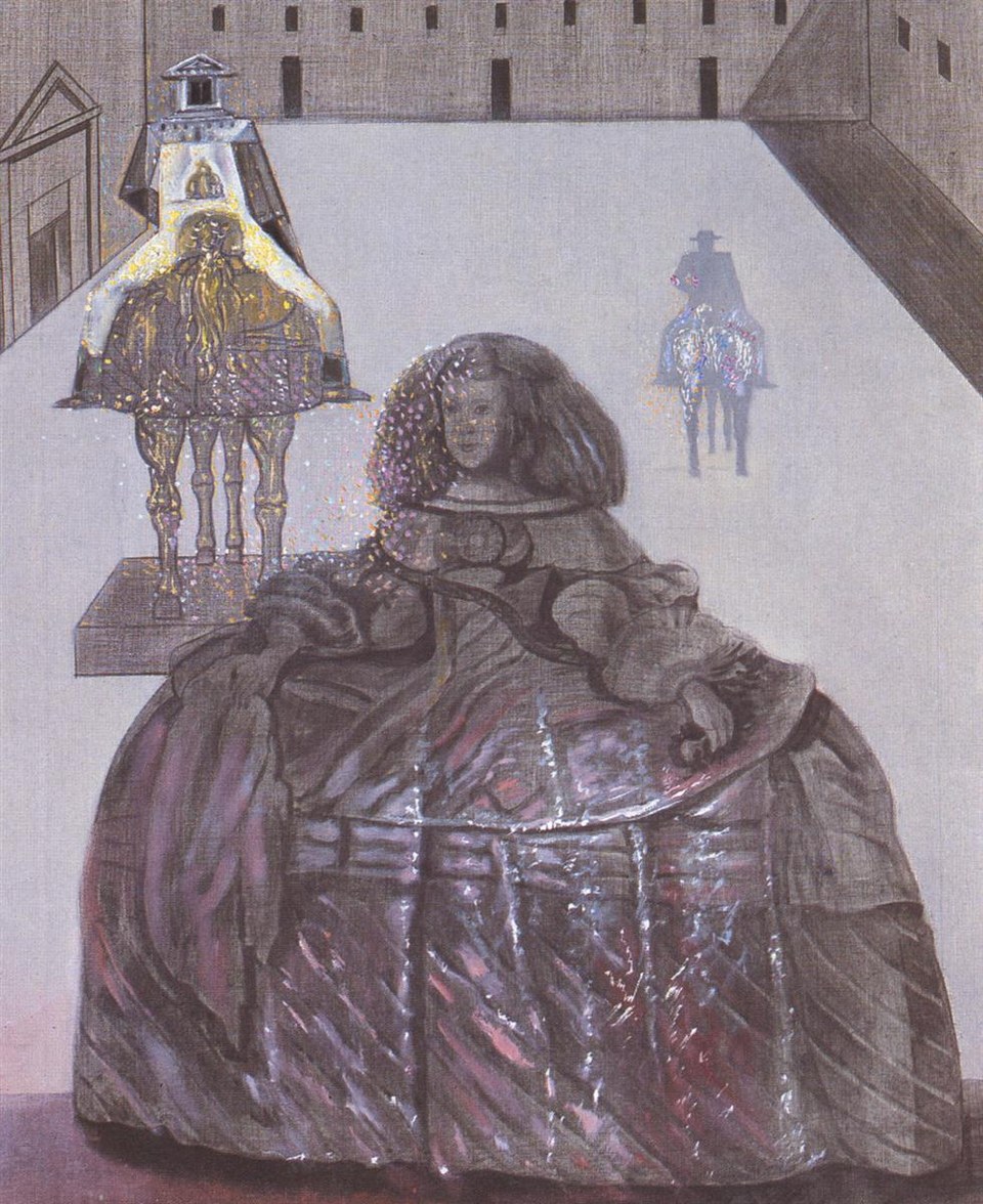 Инфанта Маргарита Веласкеса в силуэте всадников во дворе Эскориала, 1982
