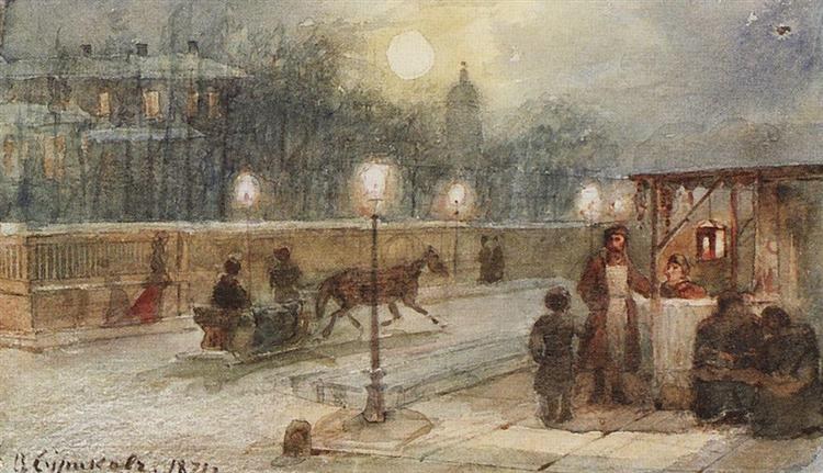 Вечер в Петербурге, 1871 - Василий Суриков