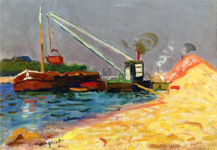 Разгрузка песка, 1902