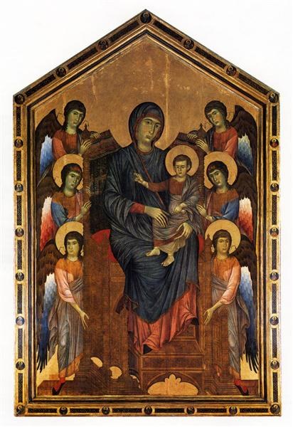 Богоматерь с Младенцем в величии в окружении шести ангелов, c.1270