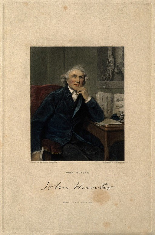 Джон Хантер. Пунктирная гравюра Г. Х. Адкока, 1833 г., по мотивам сэра Дж. Рейнольдса, 1786 г.