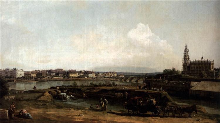 Дрезден с левого берега Эльбы, под укреплениями, 1748