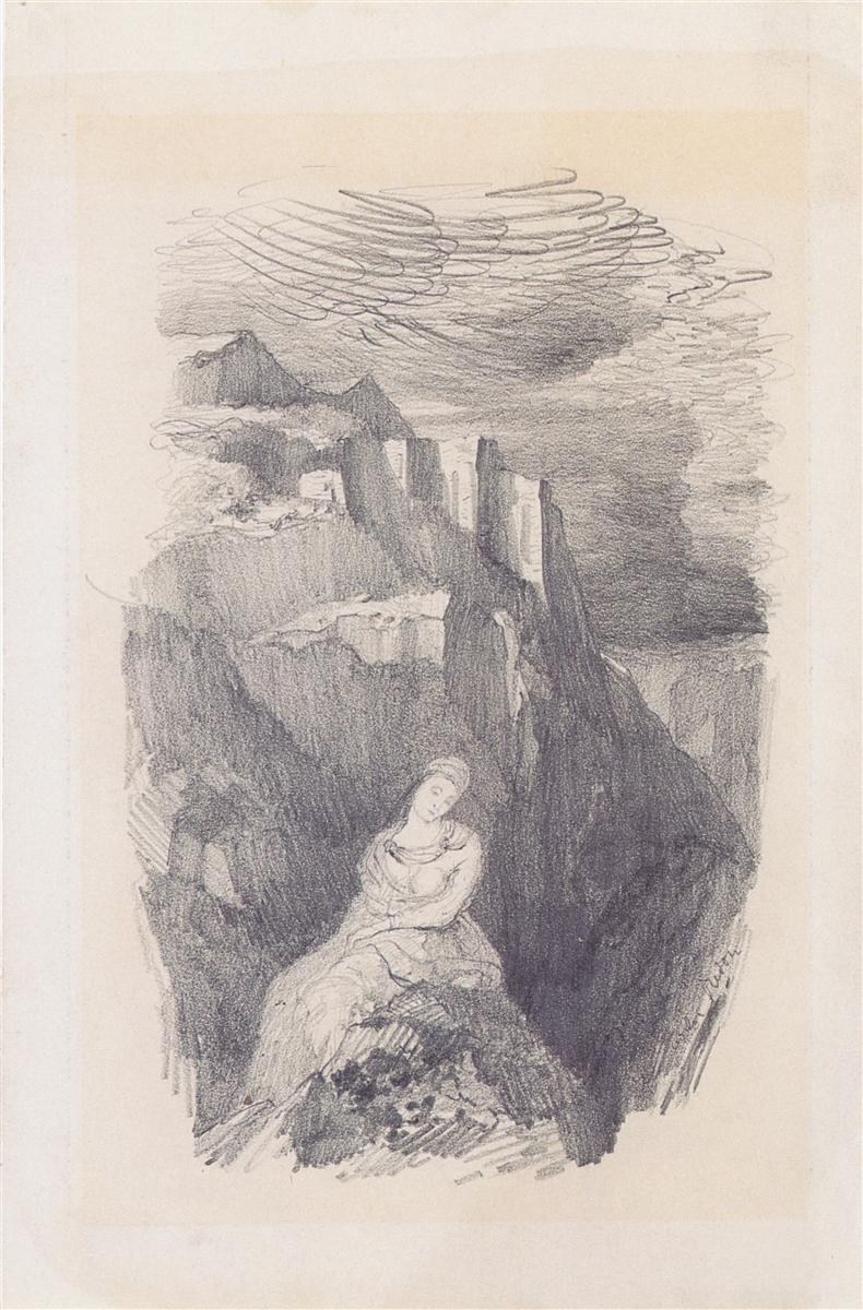 Женщина и горный пейзаж, c.1865