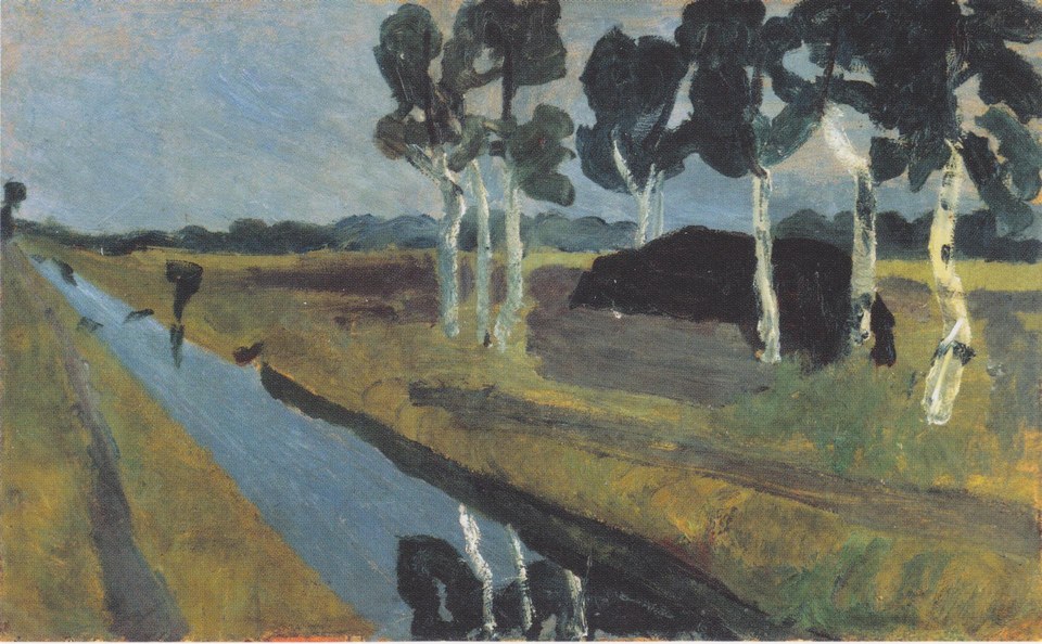 Серый пейзаж с болотным каналом, 1899 - Паула Модерсон-Беккер