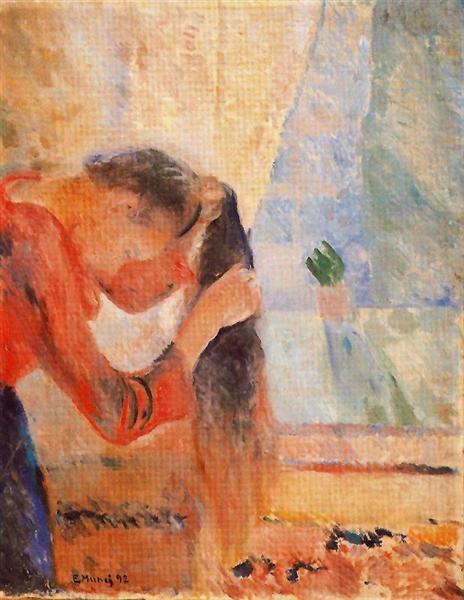 Девушка, расчесывающая волосы, 1892