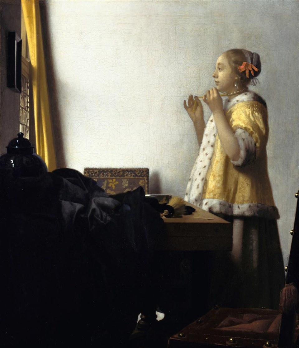 Молодая женщина с жемчужным ожерельем, c.1662 - Иоганнес Вермеер