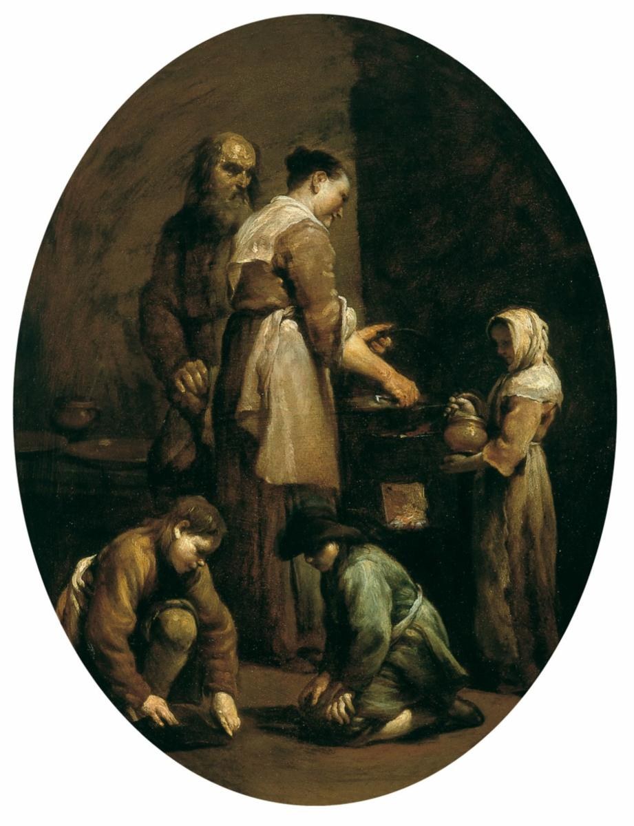 Интерьер с семьей крестьян, 1709