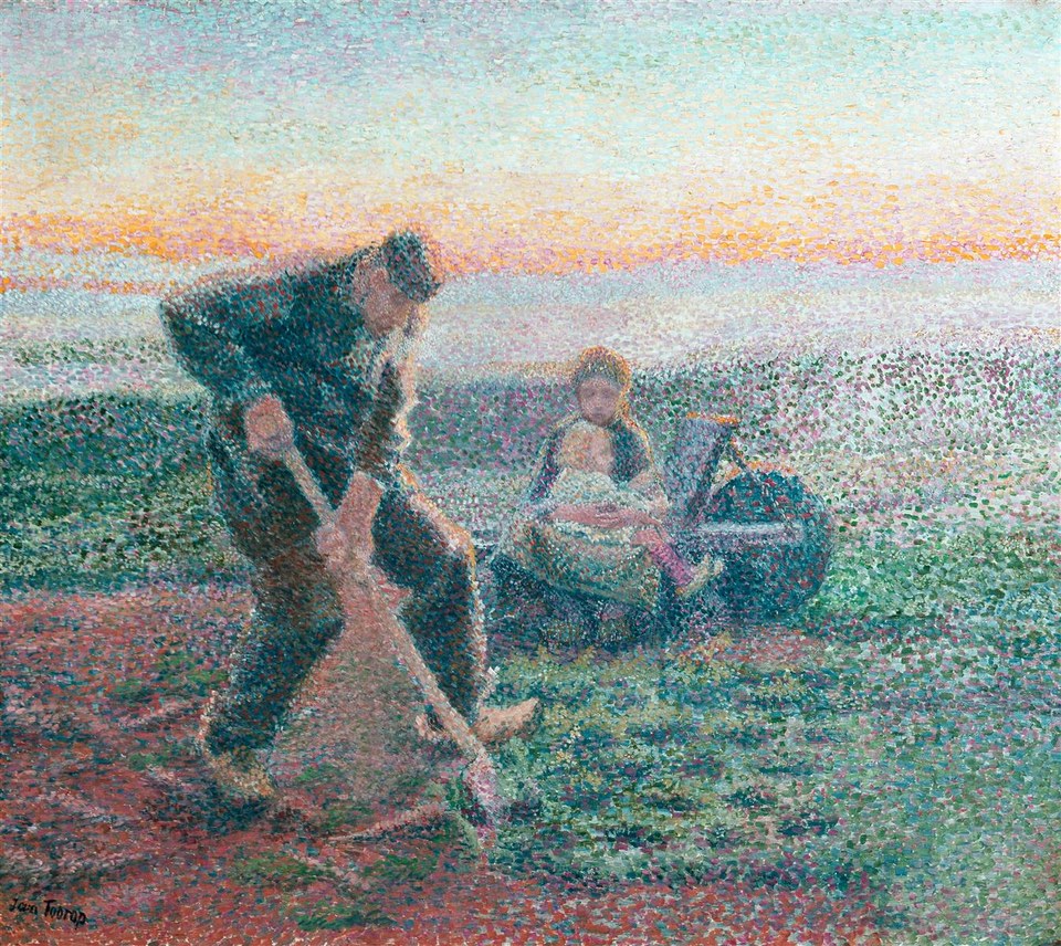 Землекоп с женой и ребенком на тачке, 1888