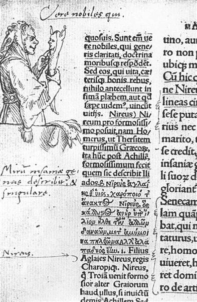 Иллюстрация на полях к Эразму «Во славу глупости», 1515