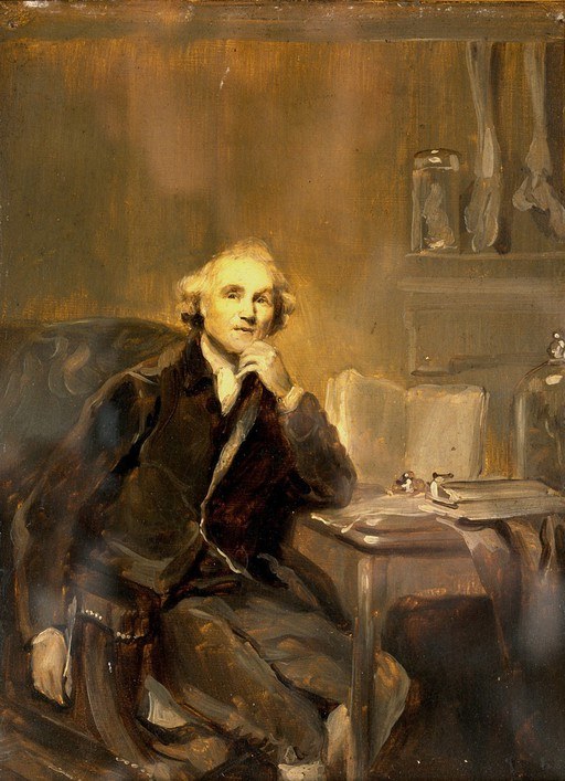 Джон Хантер (1728–1793), хирург и анатом. Картина маслом по мотивам сэра Джошуа Рейнольдса.