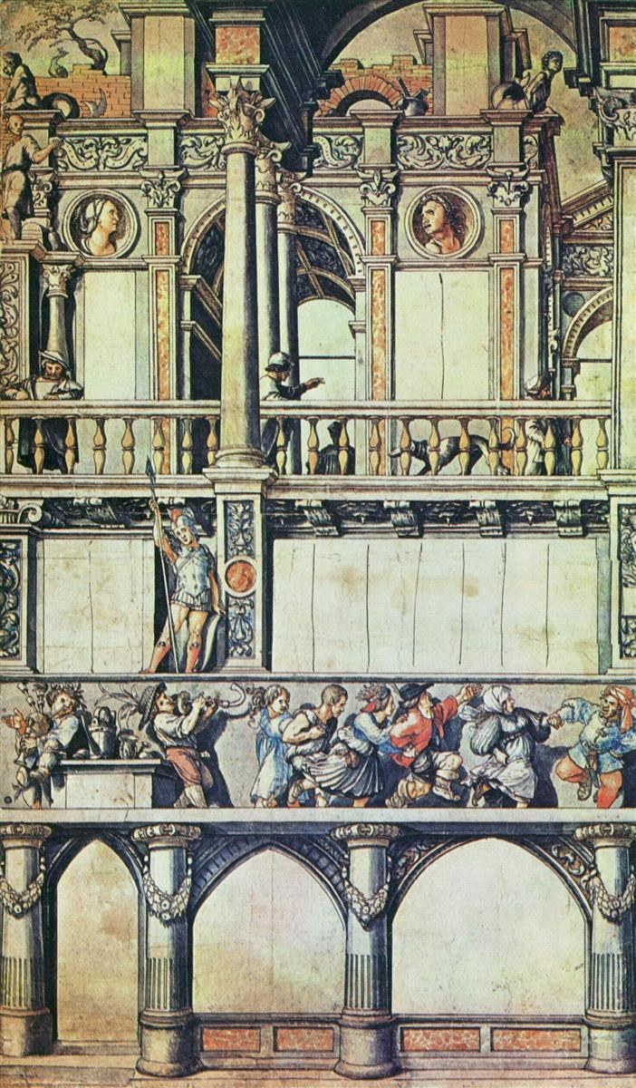 Эскиз оформления фасада танцевального дома в Базеле, 1520 г.