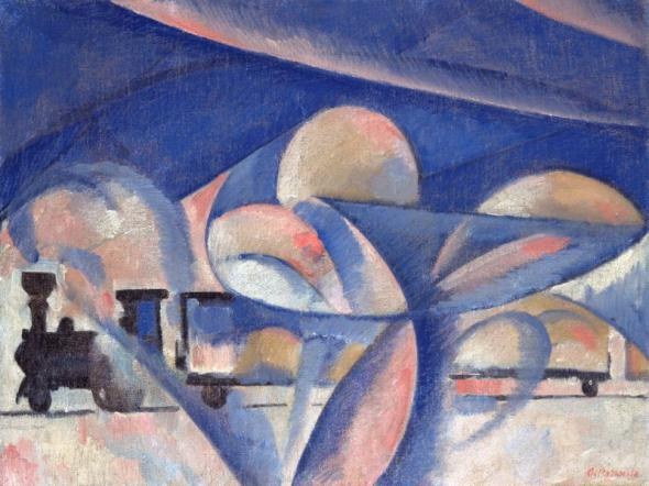 Композиция с поездом, 1910 - Ольга Розанова