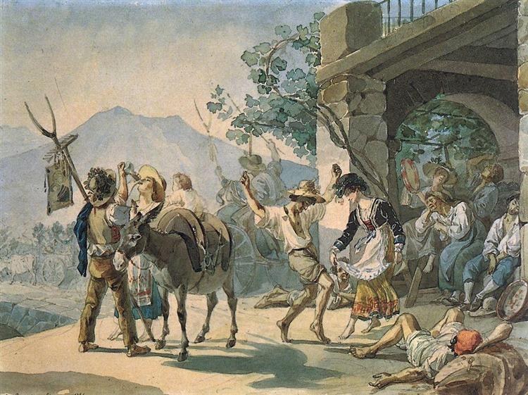 Праздник сбора винограда, 1827 - Карл Брюллов