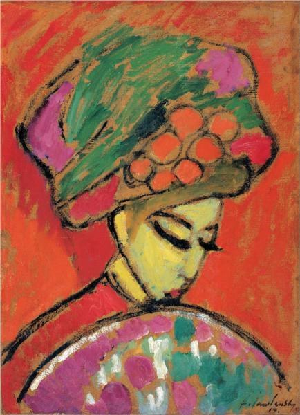 Девушка в шляпе с цветком, 1910