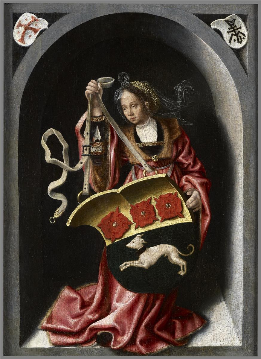 Дама с геральдическим щитом в расписной нише, c.1520 - Бернар Ван Орлей