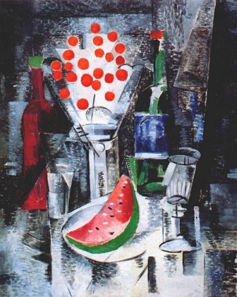 Натюрморт, ваза с вишней, 1914