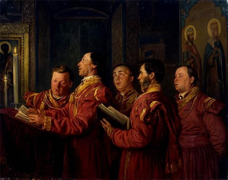 Певцы на клиросе, 1870 - Владимир Маковский