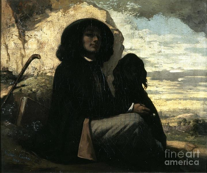 Автопортрет с черной собакой, 1841