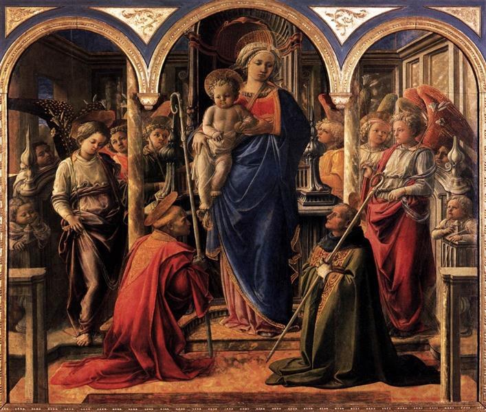 Мадонна с младенцем, святыми Фредианом и святым Августином, 1437 - 1438
