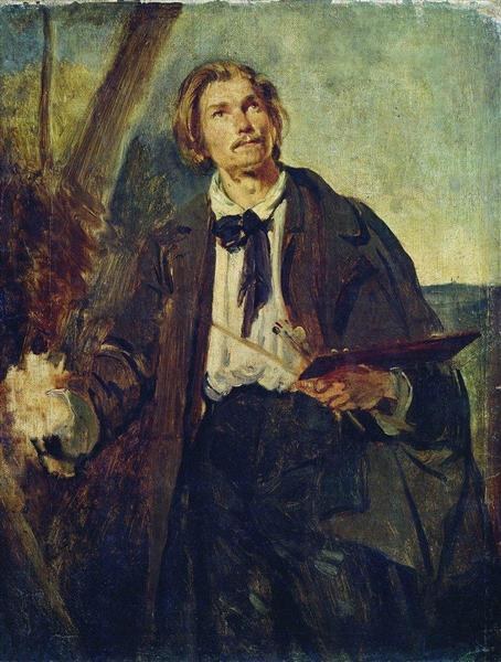 Портрет художника Александра Попова, c.1850 - Константин Маковский