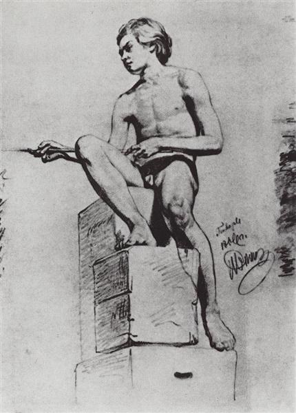 Сидящая модель, 1866 - Илья Репин