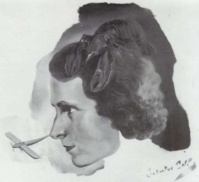 Портрет Галы с лобстером (Портрет Галы с носом самолета), c.1934