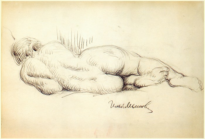 Модель, которая лежит сзади, c.1910 - Илья Машков