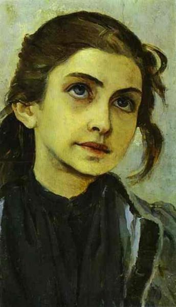 Портрет девушки (Этюд к юношеству преп. Сергия Радонежского), c.1890 - Михаил Нестеров