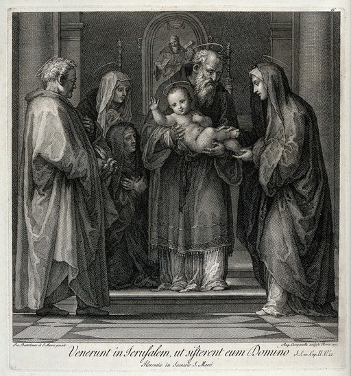 Внесение младенца Иисуса в храм. Офорт А. Кампанеллы, 1771 г., по фра Бартоломео.