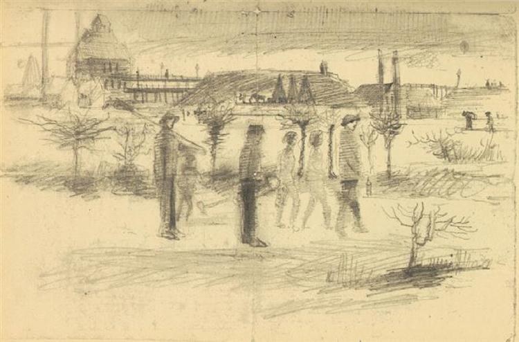 Шахтеры в снегу на рассвете, 1880