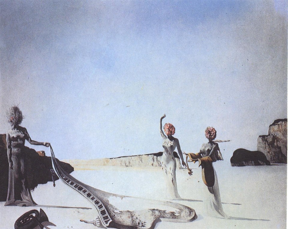 Три женщины с головками цветов в поисках кожи А, 1936