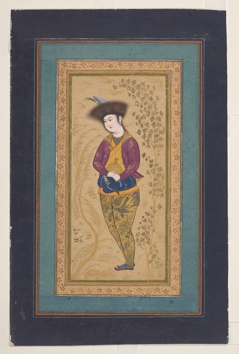 Юноша в золотых штанах, картина Резы Аббаси (ум. 1635).