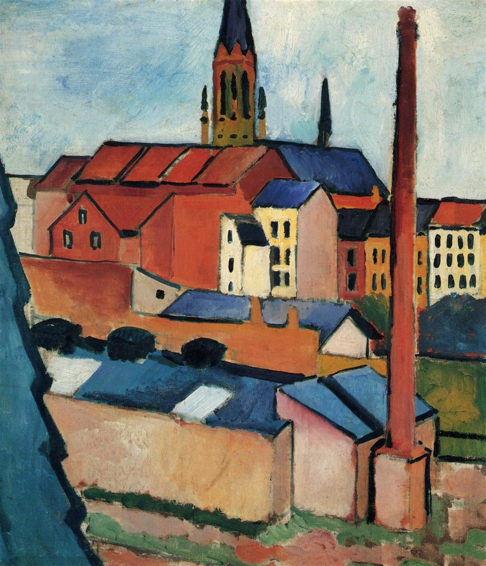 Церковь Святой Марии с домами и дымоходом (Бонн), 1911