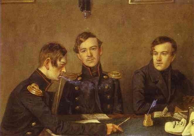 Андрей, Григорий и Александр Дружинины, c.1840 - Павел Федотов