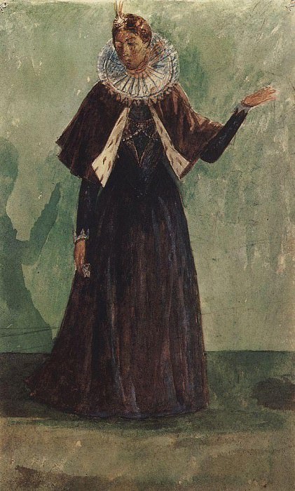 Эскиз костюма Марины Мнишек к трагедии А. С. Пушкина Борис Годунов. 1923