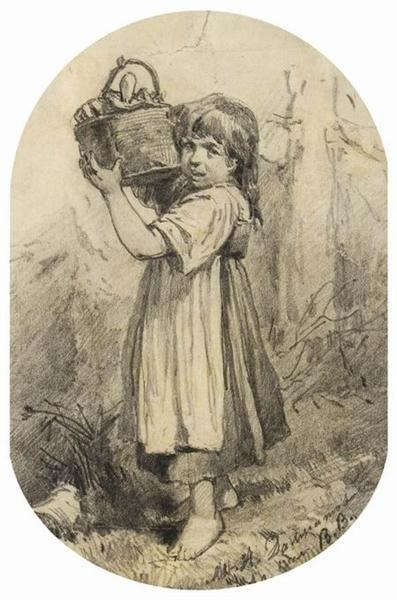Девушка с лукошком, 1870 - Виктор Васнецов