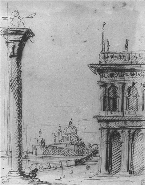 Пьяццетта с видом на церковь Санта-Мария-делла-Салюте, c.1727