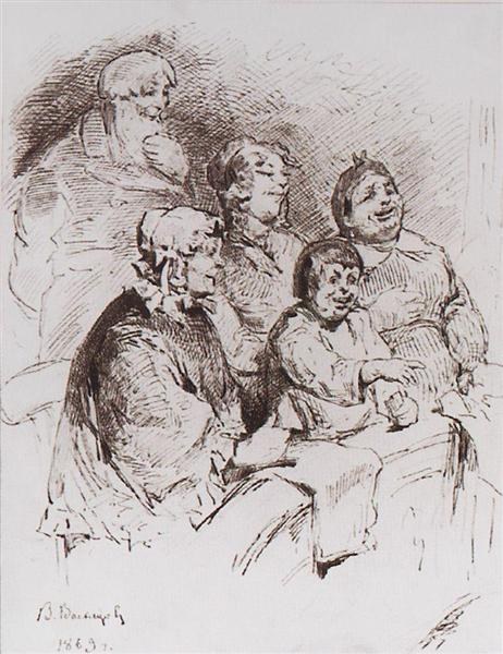 Купцовая семья в театре, 1869 - Виктор Васнецов