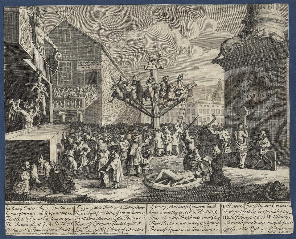 Эмблематическая гравюра схемы Южного моря, 1721 г.