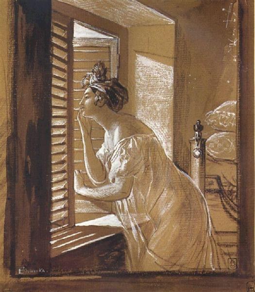 Итальянка, посылающая воздушный поцелуй, 1826 - Карл Брюллов
