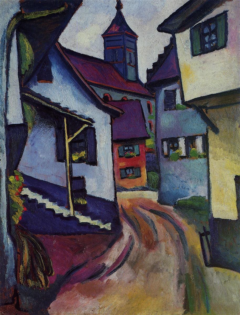 Улица с церковью в Кандерне, 1911