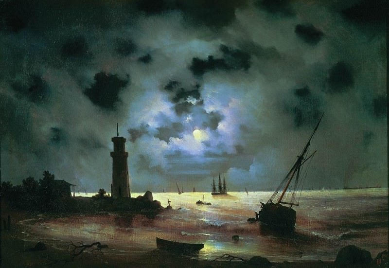 Берег моря ночью.У маяка 1837 56х81